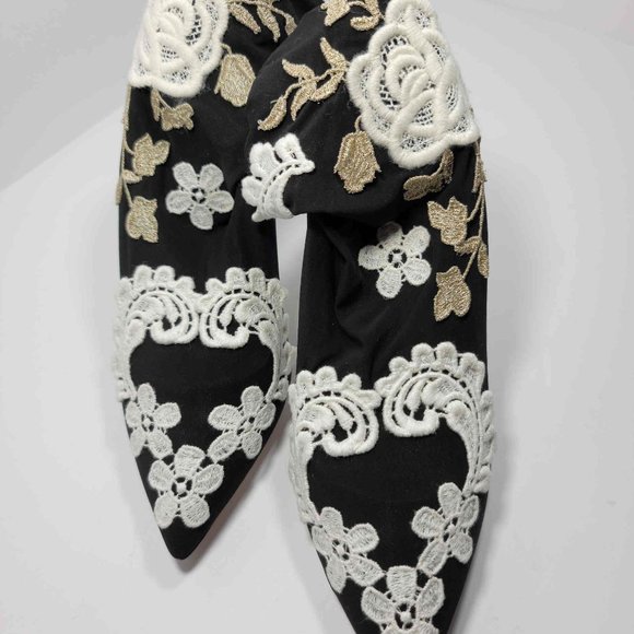Dolce & Gabbana black stocking style heel with floral embroidery - Picture 3 of 7